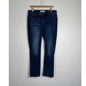 Curvy Fit Slink Jeans Womens 14 Straight Leg Dark Wash Stretch Denim Whiskered
